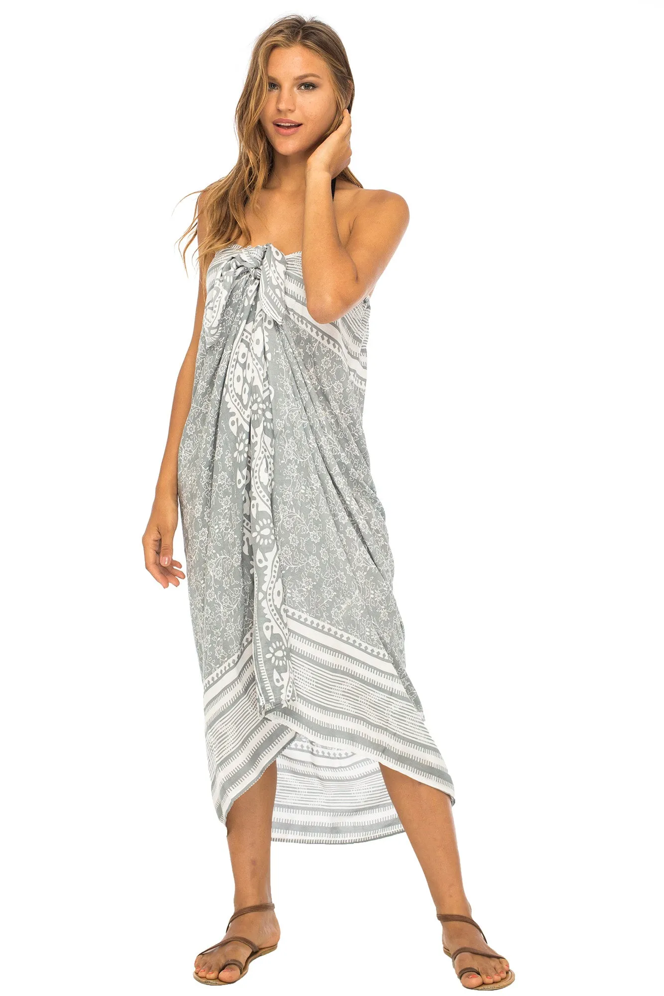 Sarong Beach Dress Wrap with Easy Built-in Ties