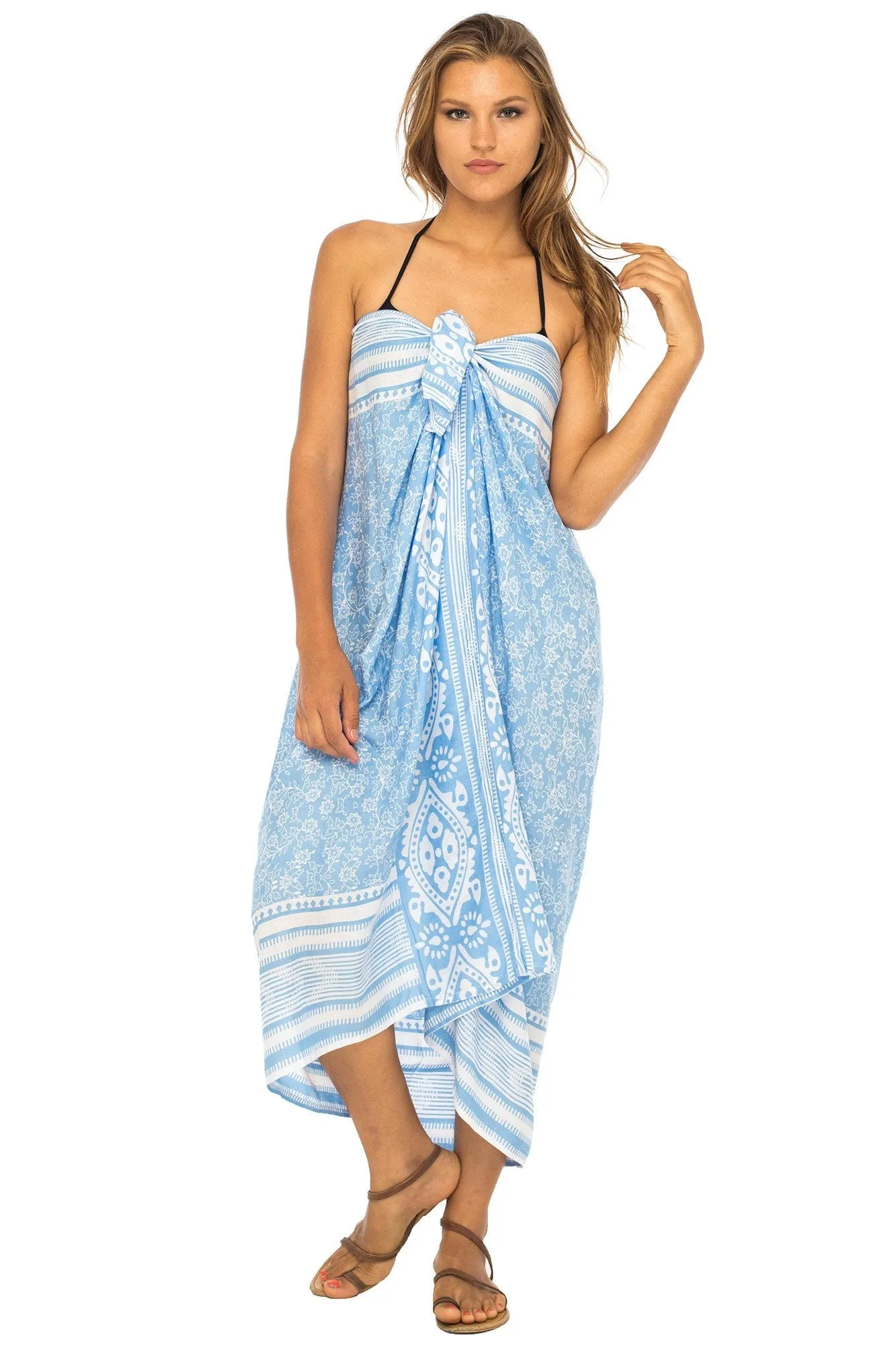 Sarong Beach Dress Wrap with Easy Built-in Ties