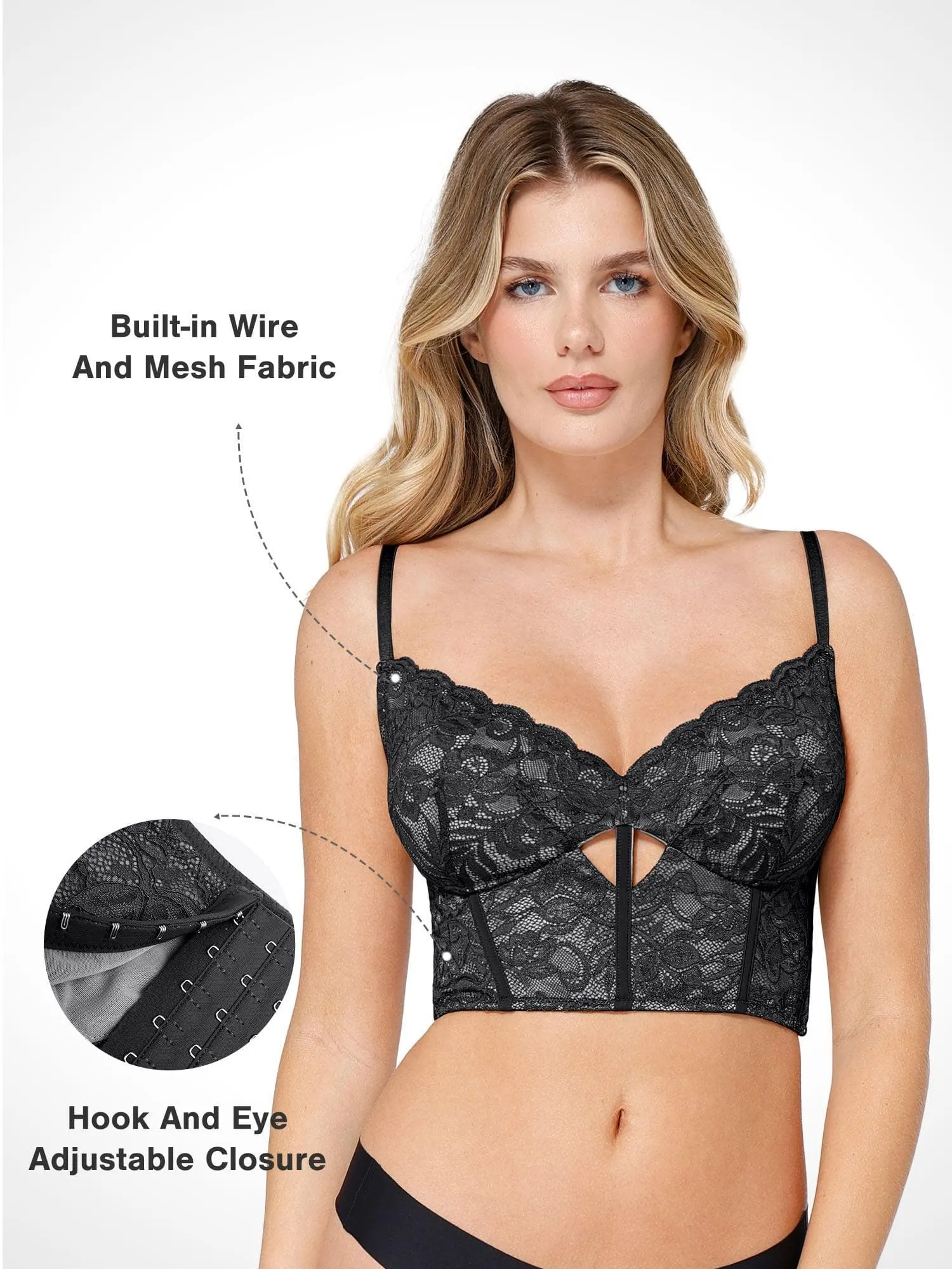 Shapewear Lace Corset Top Split Skirt Mesh Cover-Up Set