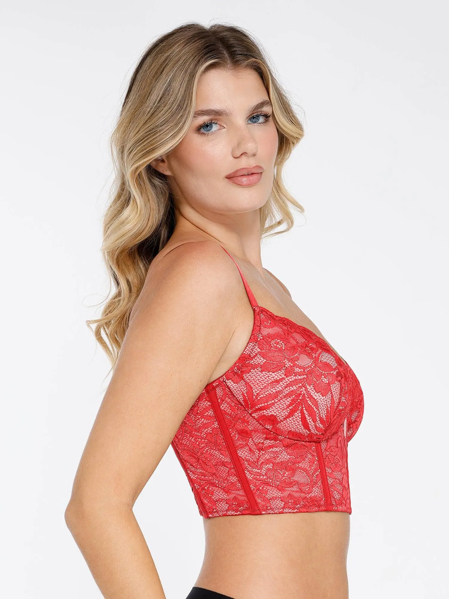 Shapewear Lace Corset Top Split Skirt Mesh Cover-Up Set