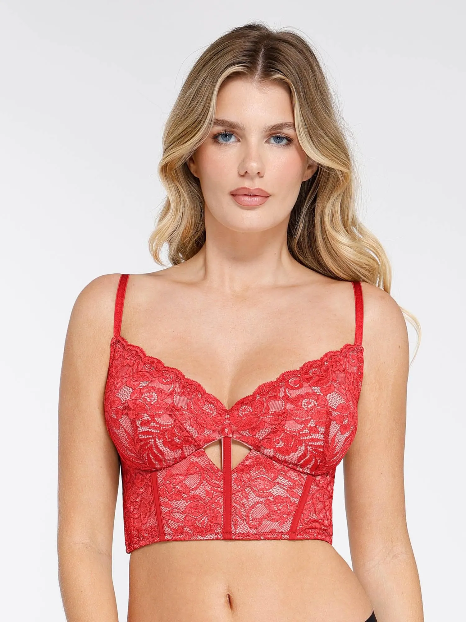 Shapewear Lace Corset Top Split Skirt Mesh Cover-Up Set