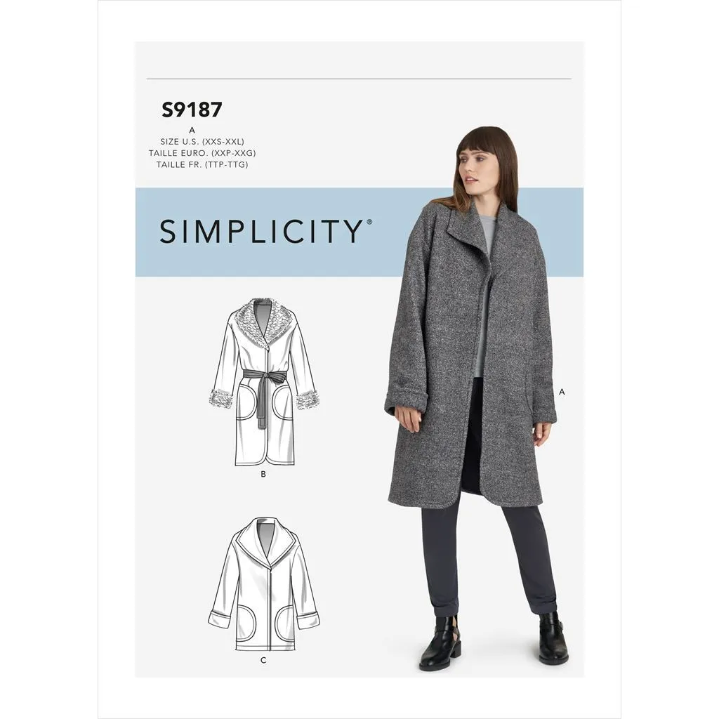 Simplicity Sewing Pattern S9187 Misses' Jacket & Coats