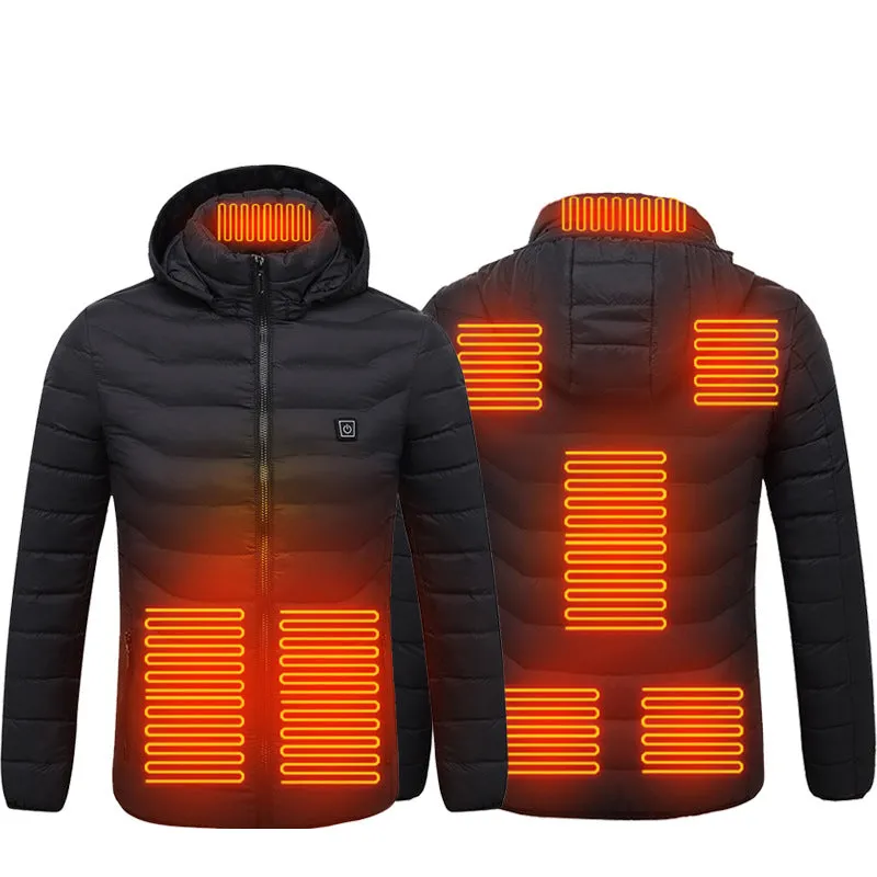 Smart Heating Clothes Winter Standing Collar Hooded Light Thin Heat Preservation Jacket Electric Heating Thermostat Cotton Jacket