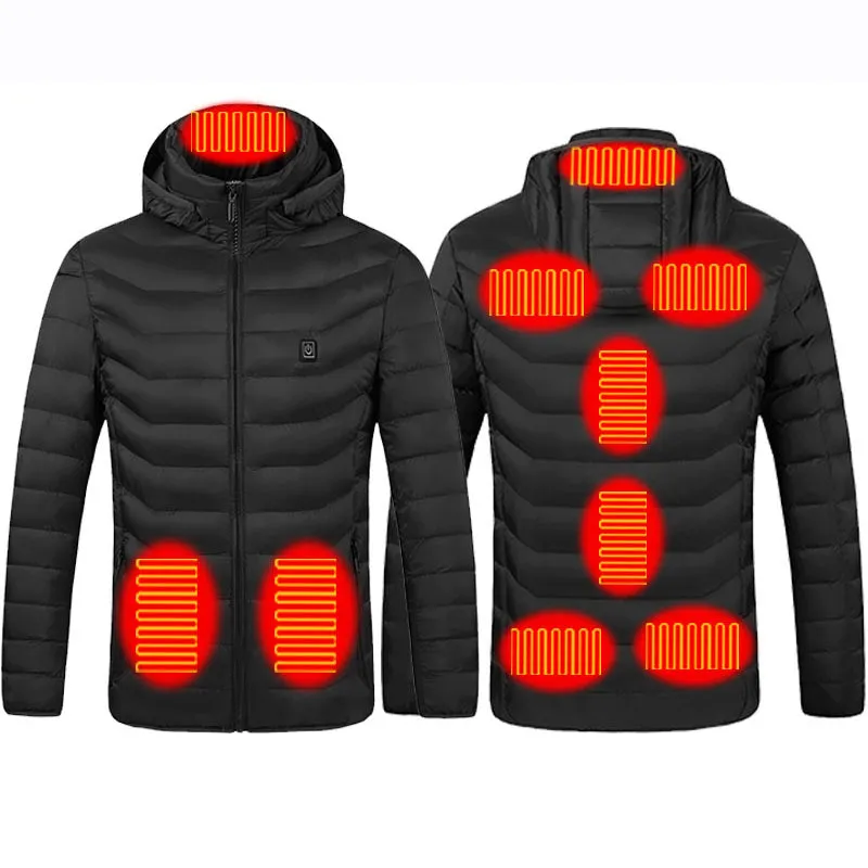 Smart Heating Clothes Winter Standing Collar Hooded Light Thin Heat Preservation Jacket Electric Heating Thermostat Cotton Jacket