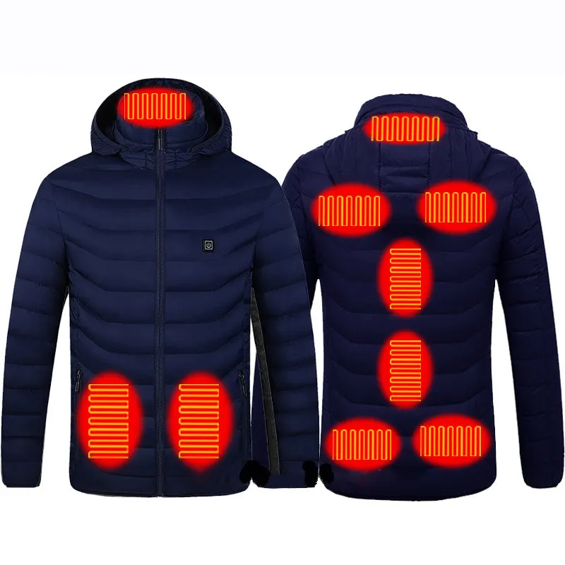 Smart Heating Clothes Winter Standing Collar Hooded Light Thin Heat Preservation Jacket Electric Heating Thermostat Cotton Jacket