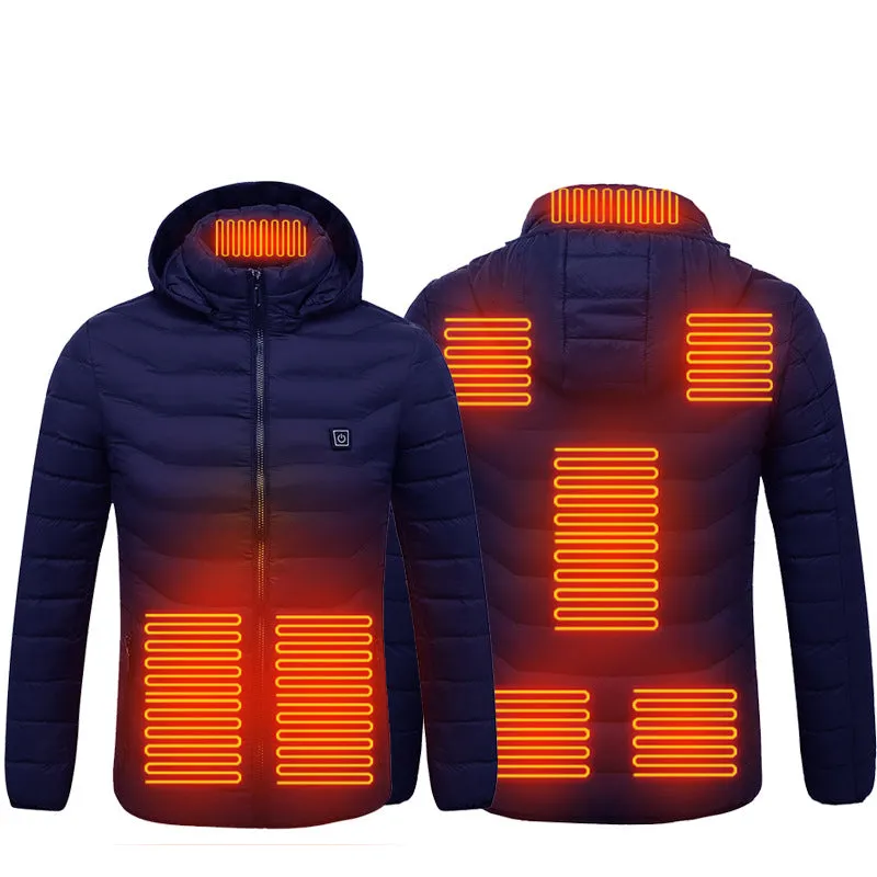 Smart Heating Clothes Winter Standing Collar Hooded Light Thin Heat Preservation Jacket Electric Heating Thermostat Cotton Jacket