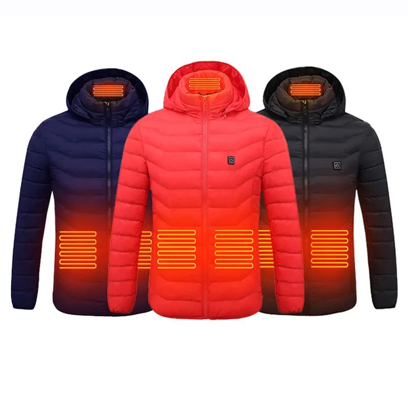 Smart Heating Clothes Winter Standing Collar Hooded Light Thin Heat Preservation Jacket Electric Heating Thermostat Cotton Jacket