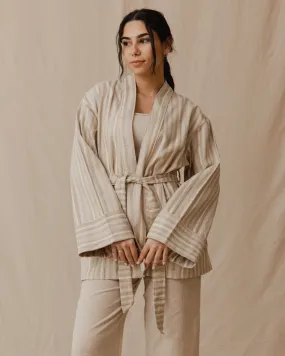 Striped Kimono Monochrome Beige