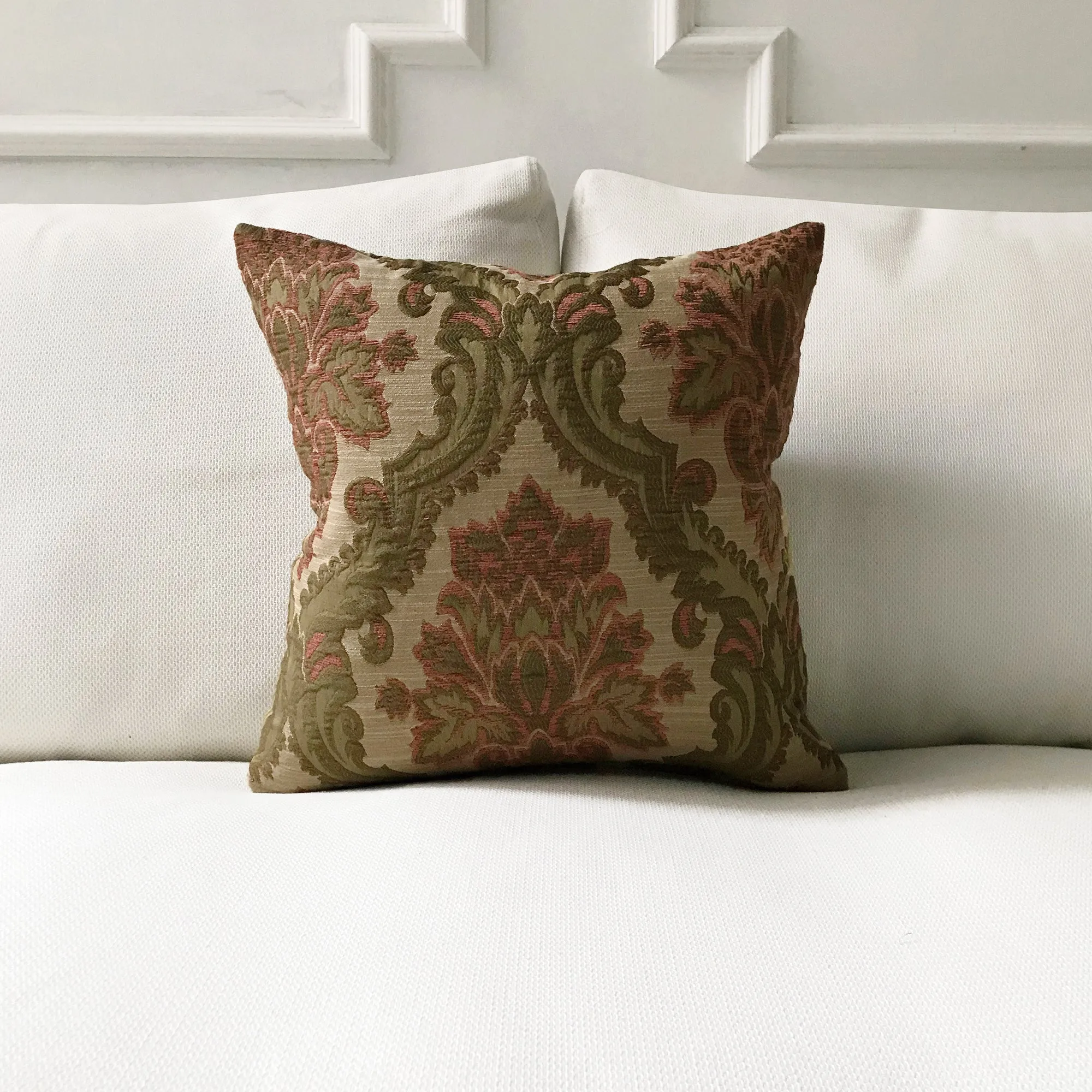 Textured Floral Damask Throw Pillow Cover 16x16