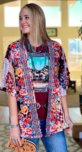 The Spring Valley Of The Suns Embroidered Patchwork  Kimono