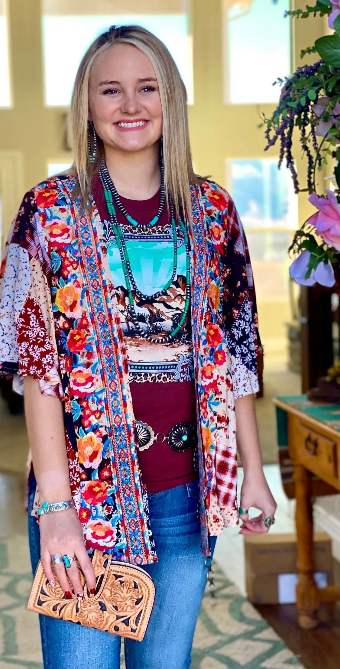 The Spring Valley Of The Suns Embroidered Patchwork  Kimono