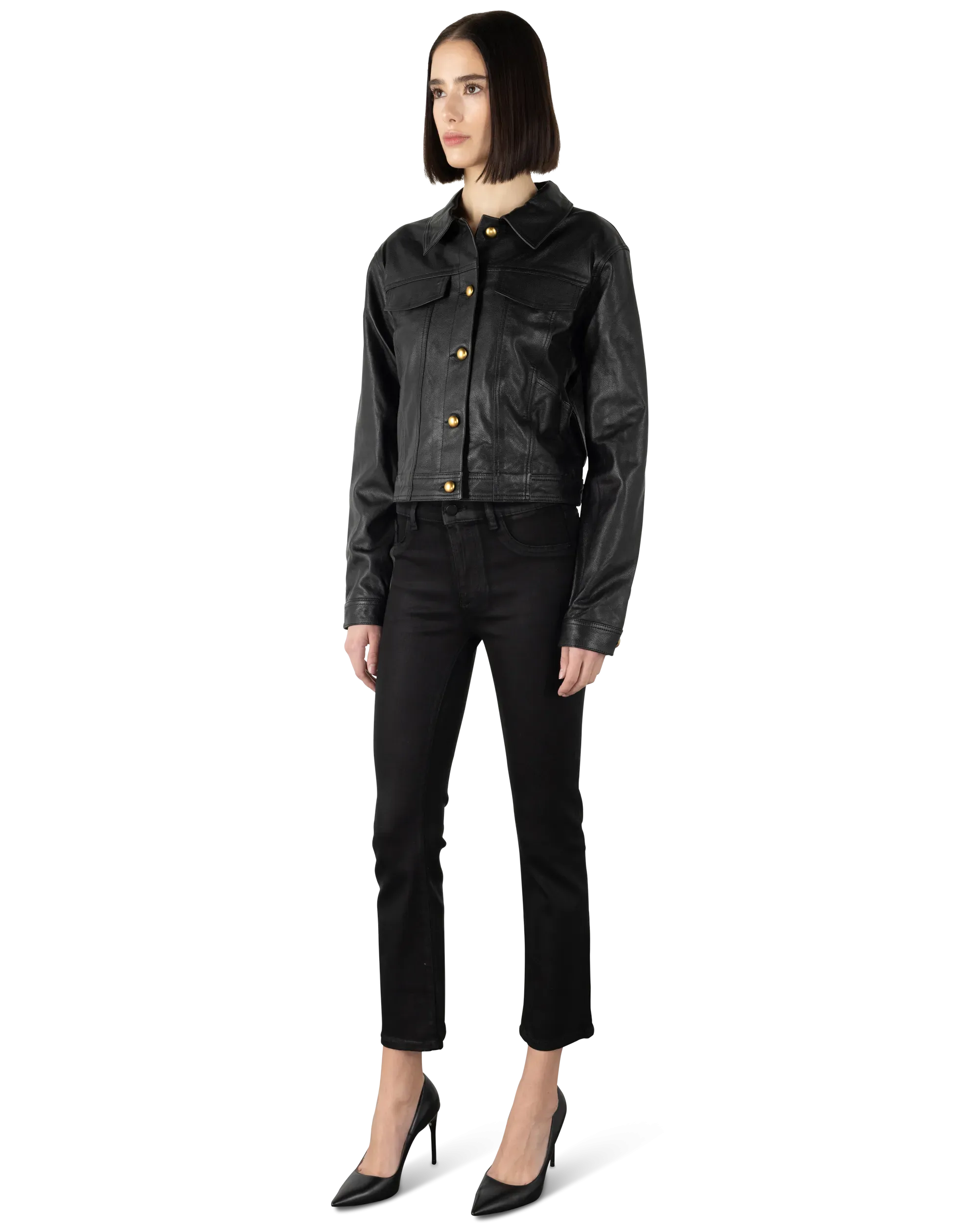 Vika Cropped Leather Jacket