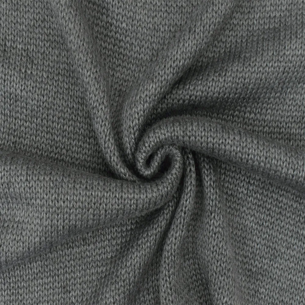 Warm Gray Solid Acrylic-Wool Jersey Sweater Knit Fabric