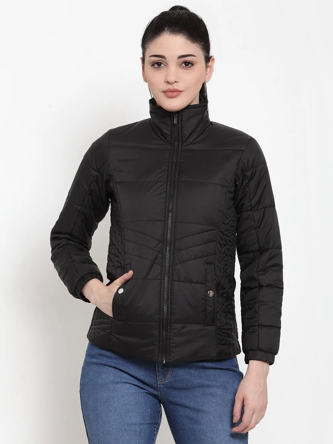 Women Black Sweet Solid Jacket