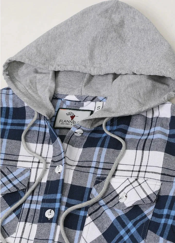 Women's Wildlife Adventure Flannel Plaid Hooded Shirt